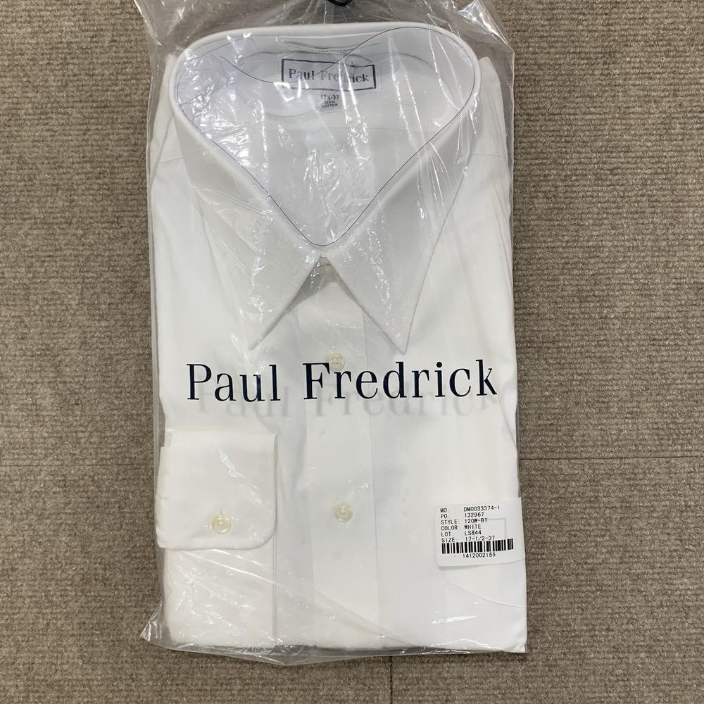 Paul Fredrick Dress Shirt Men's 17.5-37 White Button Up Long Sleeve French Cuff